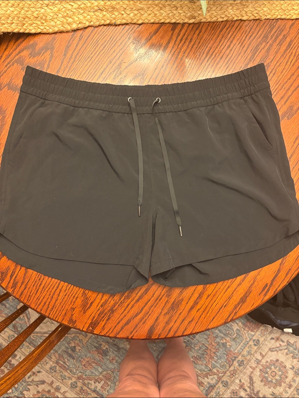 Eddie Bauer Black Elastic Waist Pull-Tie Athletic Shorts